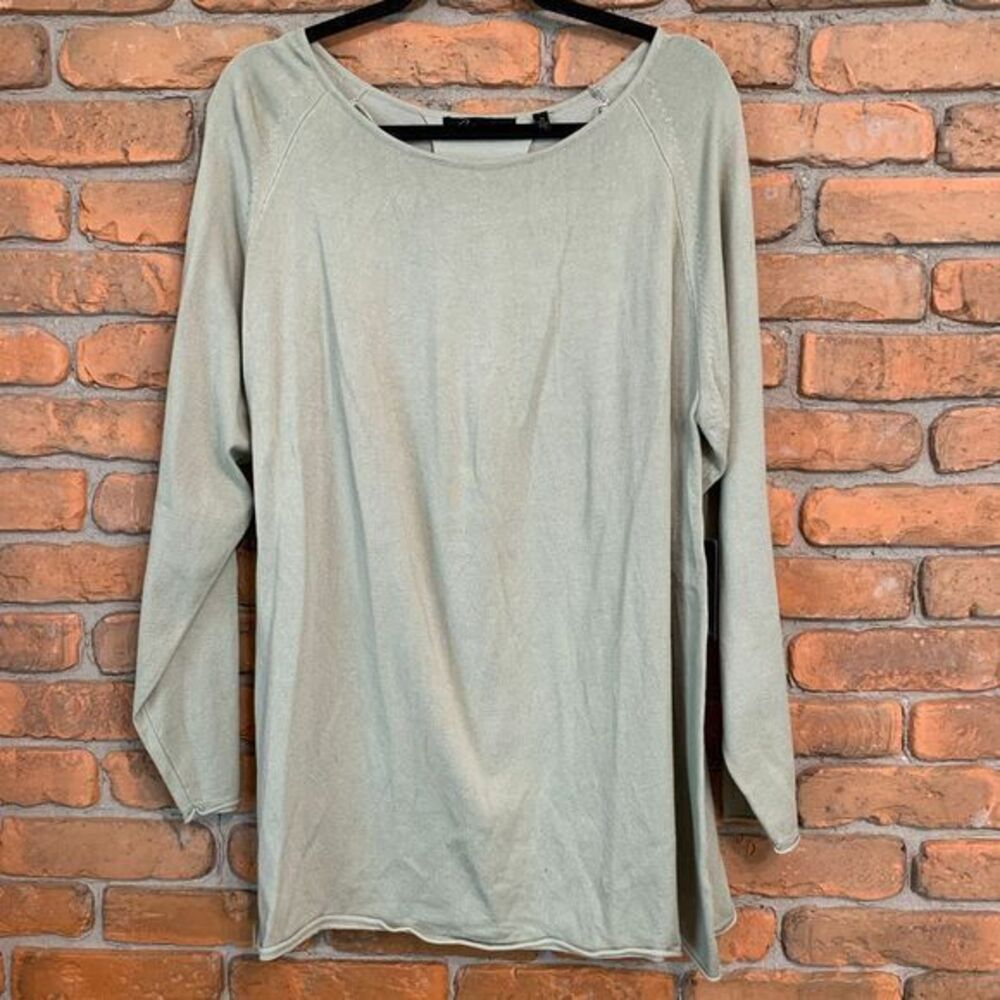 Cyrus NWT Women's Pastel Knit Rolled Hem Long Sleeve Pullover Sweater Green - 1X